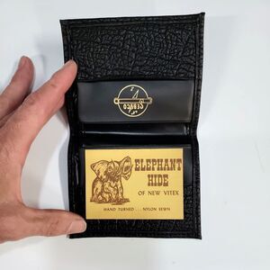 VTG Black Folding Wallet Faux Elephant Hide Leather New Vitex Servco Pocket NOS